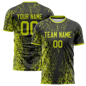 Men's Sublimated Soccer Jersey Crew Neck Short Sleeve Black Lime Green Team Name Moisture Wicking <b>Athletic</b> Fit - Product Image 6