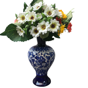 Jarrón Decorativo de Cerámica Azul Artístico, Jarrón de Cerámica Premium Tallado a Mano con Arte Folclórico SUAZ para Decoración del Hogar - Product Image 2