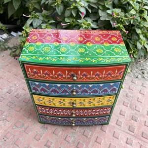 Hand-Painted Indian-Style Wooden Trinket Box Bohemian Jewelry Organiser Handmade Storage <b>Drawer</b> for Living Room <b>Desk</b> - Product Image 5