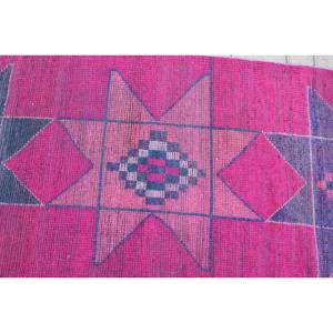 Alfombra de área grande rosa y azul moderna 2,6x10,3 pies alfombra de tejido plano turco para decoraciones de sala de estar adolescente - Product Image 5