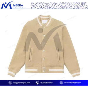 2025 veste universitaire de couleur Beige unie de haute qualité pour hommes logo personnalisé 100% tissu Sherpa coupe ample veste universitaire respirante - Product Image 2