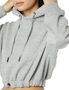 European <b>American</b> Vintage 345G Thick Fleece Pullover <b>Hoodie</b> OEM Custom Logo Women Causal Cropped <b>Hoodie</b> Crop Plain Hoodies - Product Image 3