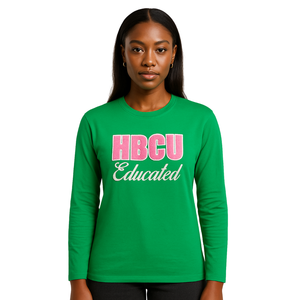 Camiseta de Manga Larga Verde Educativa, 100% Algodón, Bordado Chenille, Hermandad Griega Divine Nine, Ropa Personalizada - Product Image 1