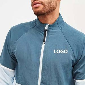 Pantalones deportivos con cremallera para hombre, chándal de algodón y poliéster con logotipo personalizado, ajuste Delgado, chándal de gimnasio, chándales de Color con cremallera completa tejida, venta al por mayor - Product Image 5