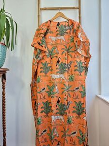 Pur coton longueur au sol caftan Boho Long indien Blockprint été Floral plage couverture confortable maternité printemps Jungle Safari - Product Image 5