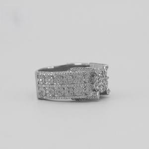 Anillo de oro blanco de 14 quilates con diamantes incrustados, estilo hip hop, audaz, elegante y totalmente único, con claridad VVS. - Product Image 2