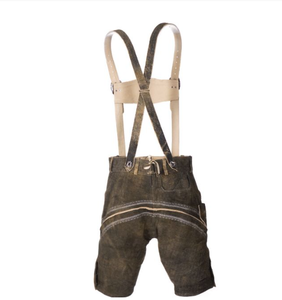 Bávaro de alta calidad para mujer Lederhosen corto genuino cuero dividido frontal bordado bolsillos botones - Product Image 2