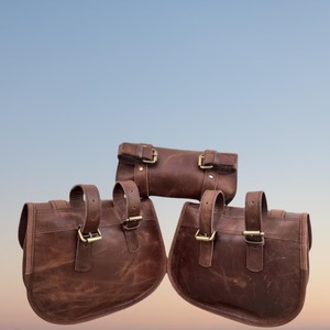 Bolsa de cuero personalizada para motocicleta, alforjas, bolsa de lona para viajes, regalo de Navidad, amantes de la bicicleta, venta de Cyber Monday, tres bolsas - Product Image 3