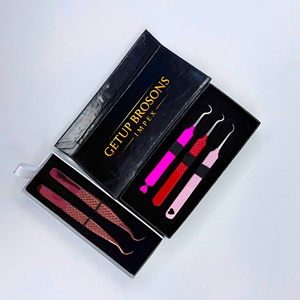 Cils en fibre de volume russe de précision anti-magnétique, pointe argentée, rose rouge, en acier inoxydable de haute qualité, 10 mm - Product Image 3