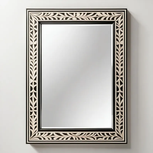 Modern Luxury Handcrafted Eco-Friendly Bone Wall Mirror with <b>Illumination</b> Bathroom Decor Statement Piece by Crescent Crafts - Product Image 5