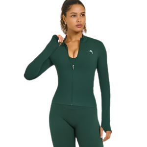 Conjunto Deportivo de Yoga para Mujer, 8 Piezas, Transpirable, Cuello en V, Manga Larga, Nylon/Algodón, Cintura Alta, con Logotipo Frontal - Product Image 3