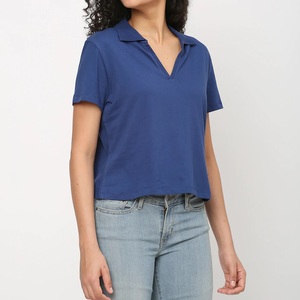 เสื้อยืดคอปกแขนสั้นถักคุณภาพพรีเมียมออกแบบเองได้ ราคาถูก เสื้อผ้าฤดูร้อนสำหรับผู้หญิง ผู้ผลิตจากบังกลาเทศ - Product Image 2