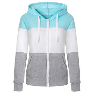 2025 nueva moda Popular mujer Casual invierno manga larga sudaderas con capucha tres colores costura diseño delgado con capucha 100% algodón forrado - Product Image 1