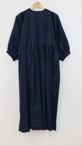 Robe mi-longue bleu marine Robe longue bleue unie de haute qualité avec col profond et fermeture à ficelle Mini robe doublée de buste - Product Image 5