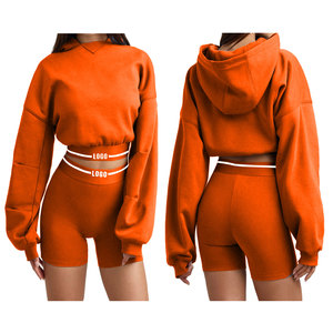 Nuevo Diseño Personalizado, Conjunto de Sudadera con Capucha y Pantalones Cortos para Mujer, Ecológico, de Poliéster/Algodón, Ajustable, de Alta Calidad, en Oferta - Product Image 3