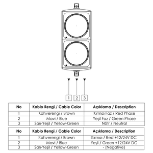 Transmetteur de feux de circulation à LED jaunes à double signalisation 100 mm, lumière de sécurité IP65 pour routes, 12V, en aluminium et plastique - Product Image 2