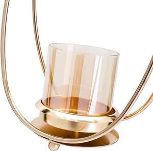 Bougeoir en métal doré avec support - Product Image 6