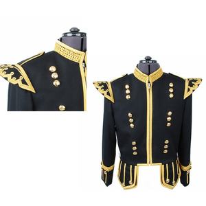 Veste tunique Dublet en laine 100% écossaise noire pour hommes, faite à la main et sur mesure avec col montant enduit traité - Product Image 6