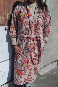 Femmes corail polaire longue coton Kimono Robe motif fleuri doux velours imprimé grande taille Maxi boutonné maison porter sommeil été - Product Image 2