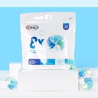 Capsules de lessive écologiques Power-Clean 4-en-1, détergent en gel jetable pour vêtements, film PVA, couleur, 30 unités, 30%-50% actif, 0,36 kg