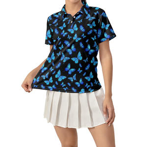 Polo pour femme en sublimation bleu et noir contrasté, fabricant de qualité de marque, impression de logo OEM, polo en sublimation pour femme - Product Image 4