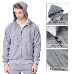 Conjunto Deportivo Informal de Algodón 100% al por Mayor, Conjunto de 2 Piezas Personalizado para Gimnasio y Fitness, Chaqueta y Pantalones para Hombre de Talla Grande, Lisos - Product Image 5