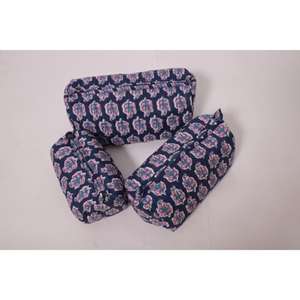 Sac de maquillage de voyage portable à grande capacité en coton imprimé indien avec pochette zippée - Product Image 5