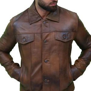 <b>Men's</b> High Street Fashion Leather <b>Jacket</b> with Pockets <b>Long</b> Sleeves and Custom Logo New Arrival High Quality Winter <b>Jacket</b> - Product Image 1