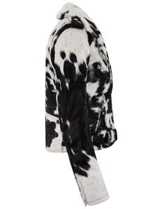 Chaqueta Unisex de Cuero Vacuno con Pelo Desgastado - Abrigo de Cuero Genuino con Pelo Auténtico - Product Image 5