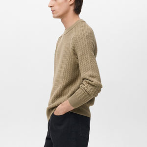 Vente en gros de pulls décontractés à col ras du cou de couleur unie pour hommes, qualité supérieure, OEM, anti-rétrécissement sur le devant, tricot à motif unique - Product Image 2