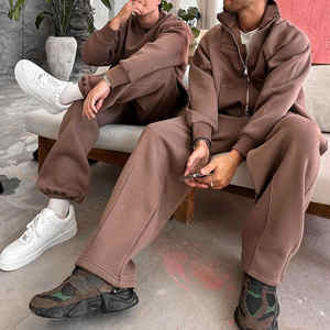 Ensemble sweat à capuche zippé et pantalon OEM personnalisé pour homme, épais et lourd, 100 % coton, streetwear d'hiver unisexe, coupe classique - Product Image 3