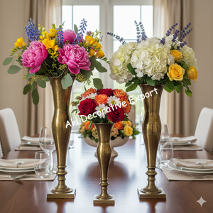 Vases décoratifs en métal avec pieds élégants, ensemble de vases argentés pour mariages, décoration de la maison et arrangements floraux - Product Image 3
