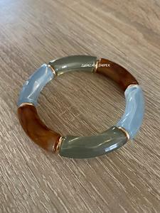 Handcrafted Multi-Color Resin Tube Shape Bead <b>Bracelet</b> Vibrant <b>Boho</b> Style Chunky Wrist Jewelry for Women and Fashion Accessories - Product Image 5