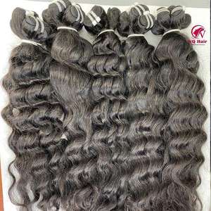 100% Extensions de cheveux Remy vietnamiens cuticule vierge crue alignée faisceaux de cheveux humains ondulés avec fermeture à lacet frontal - Product Image 5