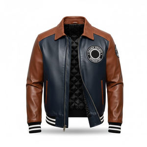 Veste en cuir enduit élégante pour homme, col montant, capuche d'hiver, respirante, coupe-vent, matériau de qualité supérieure, poignets signature - Product Image 2