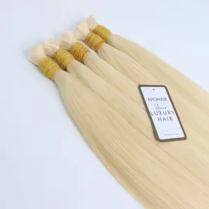Ham bakire çift çizilmiş 613 renk 22 inç açık kahverengi renk toplu saç insan saçı postiş düz toplu saç uzantıları