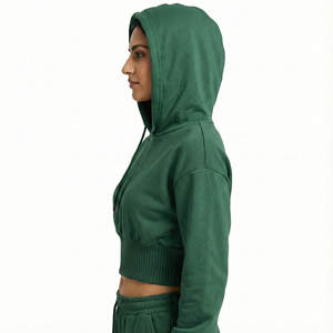 Sweat-shirts à capuche pour femmes en molleton de coton lourd, taille large, style corset, épaules tombantes, prix de gros - Product Image 2