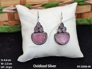 Diseñador de desgaste de forma ovalada diseño antiguo oxidado plata pulido accesorios mujeres oxidado colgante pendientes mujeres joyería conjuntos - Product Image 4