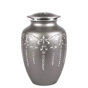 Premium Quality Classic Design Metal Urn, Cremation Urn Diamond Engraving Design Standard Size Burial Ashes Urn