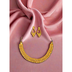 Boucles d'oreilles collier faites en Inde avec plaqué or 22 carats style unique pour femmes ensemble de boucles d'oreilles collier bijoux par les exportateurs - Product Image 1