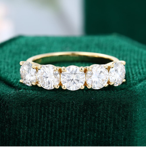 Anillo de Bodas de diamante de moissanita de corte redondo personalizado al por mayor S925 banda de plata sólida con anillo de color D chapado en oro IGI - Product Image 1