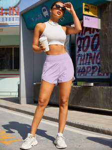 Short femme short athlétique taille haute short élastique imperméable de gymnastique et d'entraînement avec poche pour la course et le sport - Product Image 2