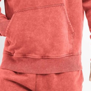 Sudadera con capucha vintage 100% algodón para hombre, oversize, con estampado acid wash, transpirable, de forro polar, con patrón en relieve y cremallera, para niño. - Product Image 3