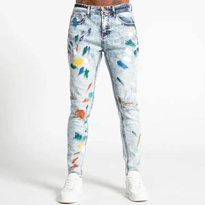 Jeans classiques pour homme, coupe droite, taille mi-haute, décontracté, bleu denim - Product Image 6