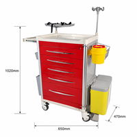 Chariot médical d'urgence multifonctionnel, chariot de secours hospitalier, armoire de rangement infirmier à 5 tiroirs sur roulettes silencieuses