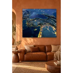 Fida Turquie la nuit de nuit, vue depuis l'espace, impression sur toile - Product Image 1