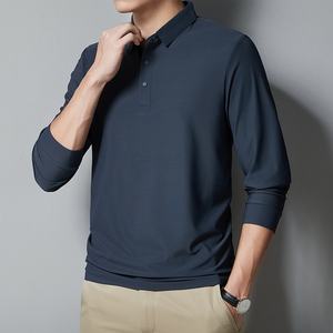 เสื้อโปโลผู้ชายสำหรับฤดูใบไม้ร่วง/ฤดูหนาว ดีไซน์หรูหราสำหรับธุรกิจ ปักลาย 3 มิติ ผ้าถักไร้รอยต่อ แขนยาว สไตล์คลาสสิก ทรงหลวม - Product Image 2