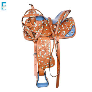 Sillín de polo de cuero Premium de alta calidad para montar a caballo Estilo occidental Sillín inglés Manta y almohadilla de caballo - Product Image 6