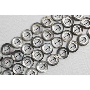 Cuentas de Concha Sueltas con Forma de Círculo Hueco Facetado - Product Image 1