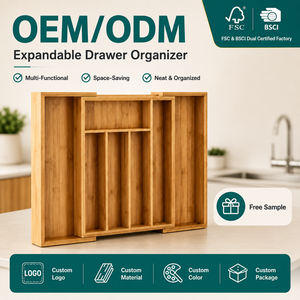 FSC Eco-Friendly Bamboo 7 Slot Expandable <strong>Drawer</strong> Organizer Dividers Adjustable <strong>Cutlery</strong> <strong>Tray</strong> <strong>for</strong> Jewelry Kitchen Utensils - Product Image 1